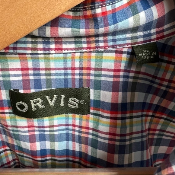 Orvis Men’s Blue Red Yellow White Plaid Long Sleeve Button Front Shirt, XL - Picture 6 of 11